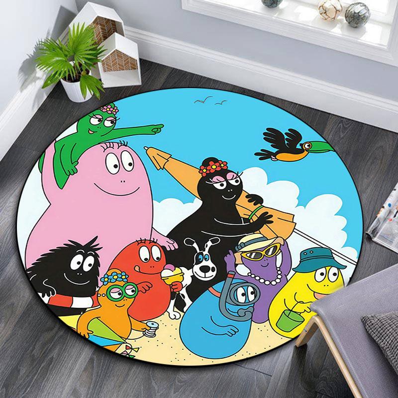 Barbapapa3,Round Area Rug,Carpet Rug for Living Room Bedroom Sofa Playroom Decor,Non-slip Floor Mat