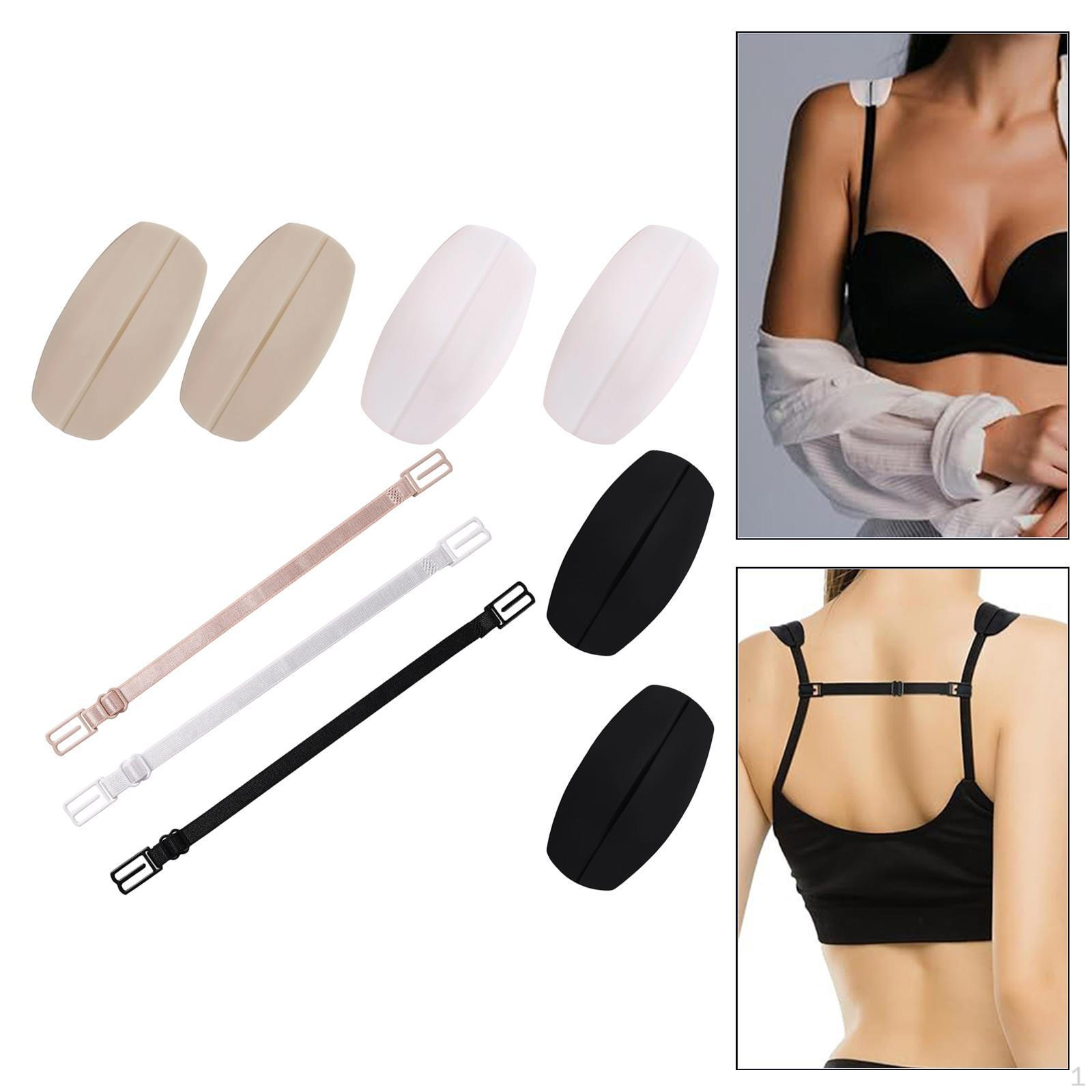 

Bra Strap Holders Black White Skin Easy to Carry Elastic Keep in Place Pads 6 Pads 3 Straps