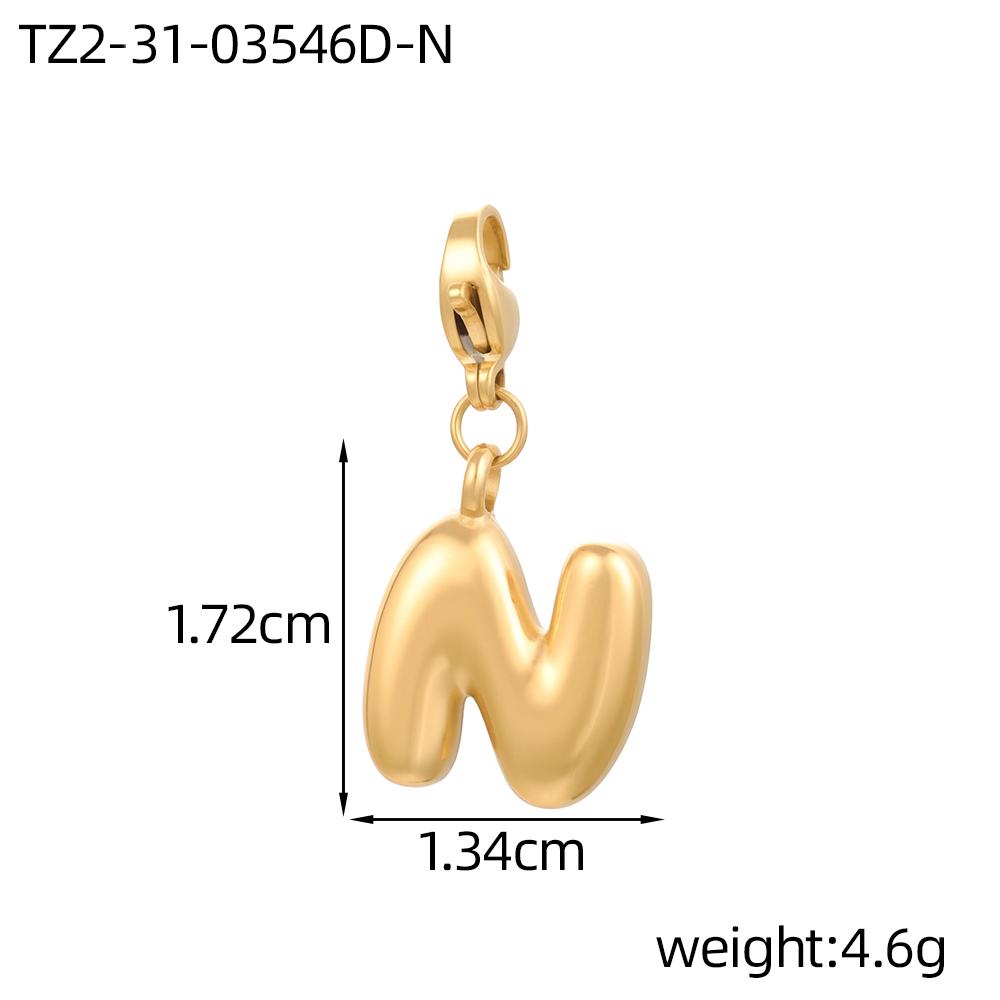 CARLIDANA 3PCS Bubble Letter Jewelry Pendant A-Z Stainless Steel Lobster Clasp Gold Color Bracelet Alphabet Charms Accessories