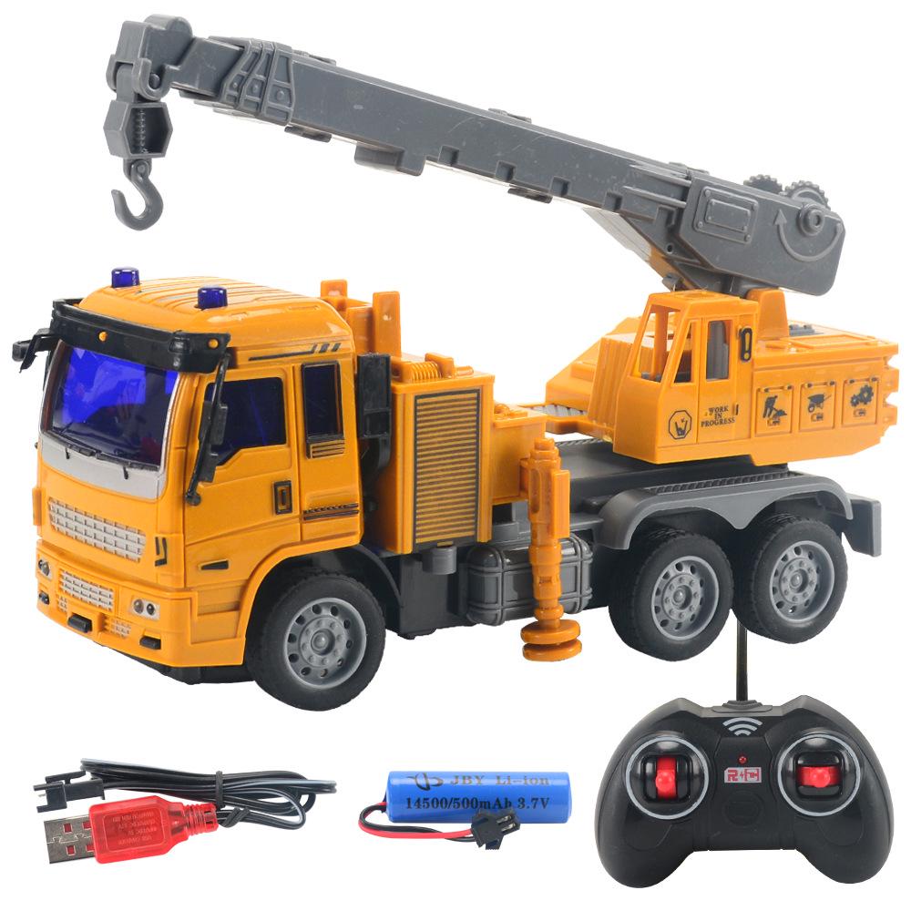 Children's Rechargeable Remote Control Excavator Bulldozer Toy with Lights