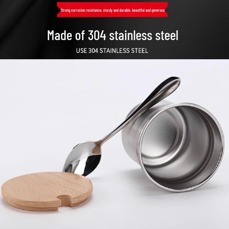 Beifu Stainless Steel Seasoning Jar & Triangular Wooden Rack Set