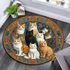 Cats Round Area Rug,Carpet Rug for Living Room Bedroom Sofa Playroom Decor,Non-slip Floor Mat