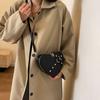 Mini Valentine's Day Heart Shaped Shoulder Bag, Solid Color Zipper Crossbody Wallet For Women, Punk Style Handbag
