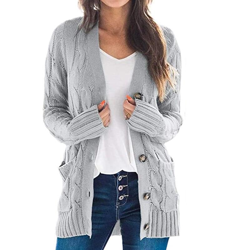 Zimní svetr Dlouhý svetr Dámský svetřík s dlouhým rukávem Kabelka Pletený svetr Přední část Oblečení Volná bunda Topy Svetr Pull Femme 22840