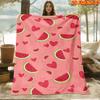 1 Stück 2D Flachdruck Frühling und Sommer Neuankunft Wassermelone Herz Muster Digitaldruck Decke, Ganzjahresnutzung, Lässige Überwurfdecke, 100% Polyesterfaser