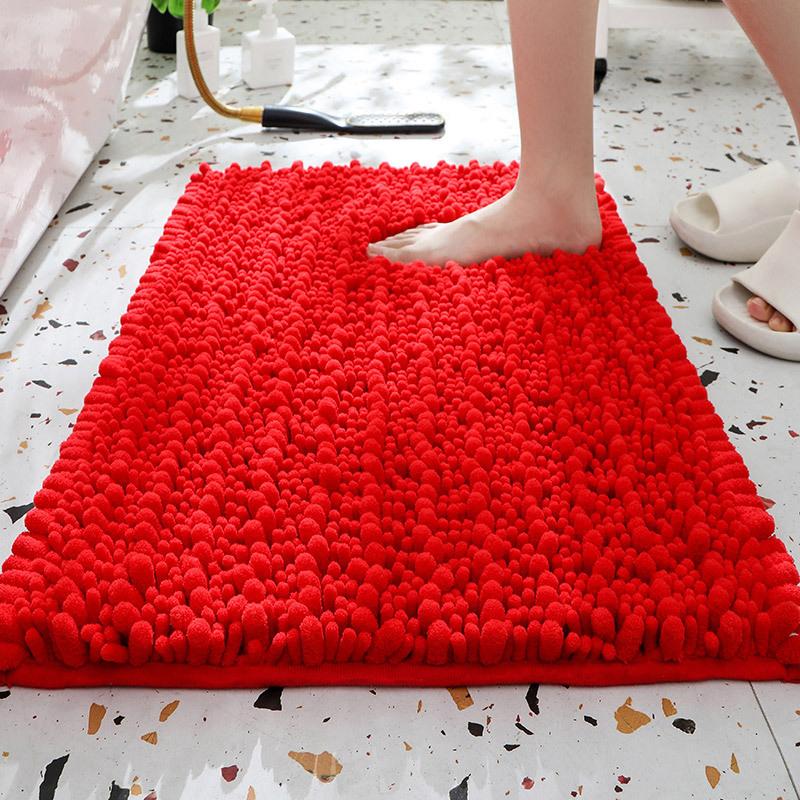 Thick Chenille Bathroom Mat, Water Absorbent Non-Slip Quick Dry Shower Rug
