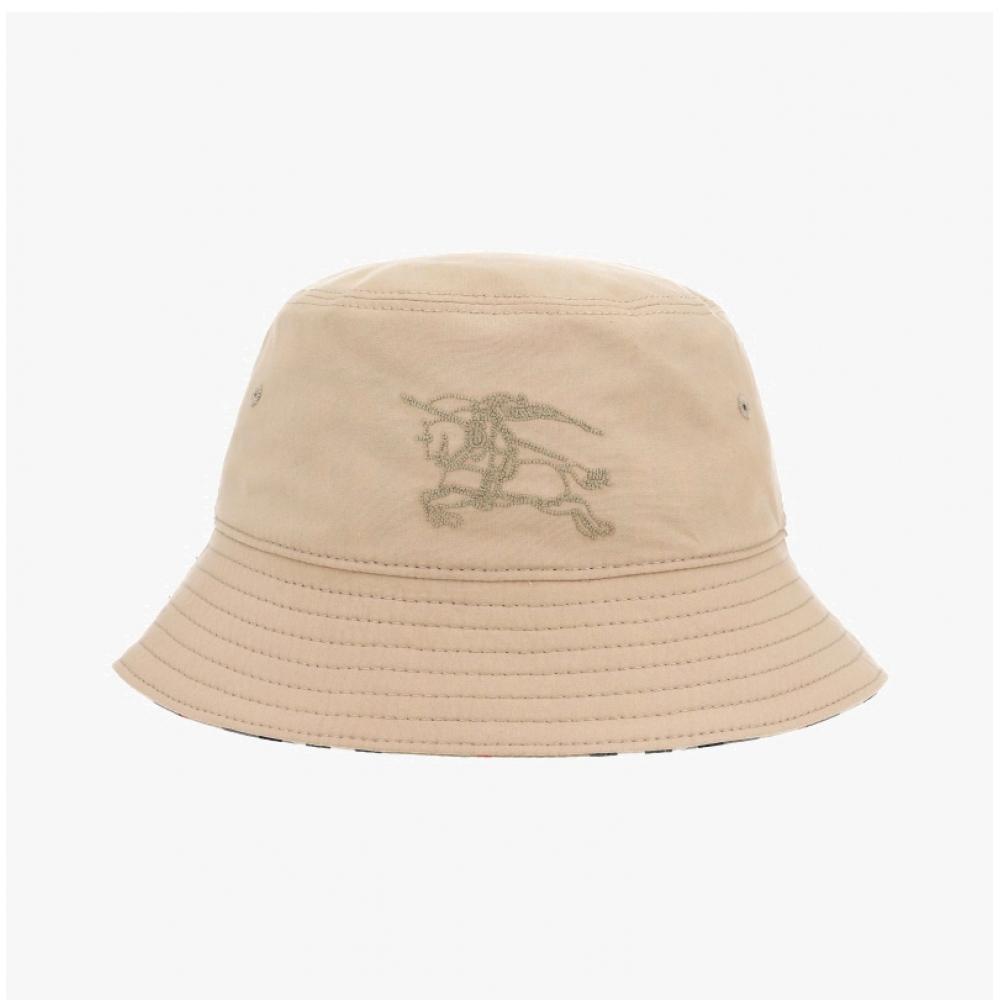 Burberry 8089433 B9368 Vintage Check Equestrian Logo Embroidery Reversible Bucket Hat