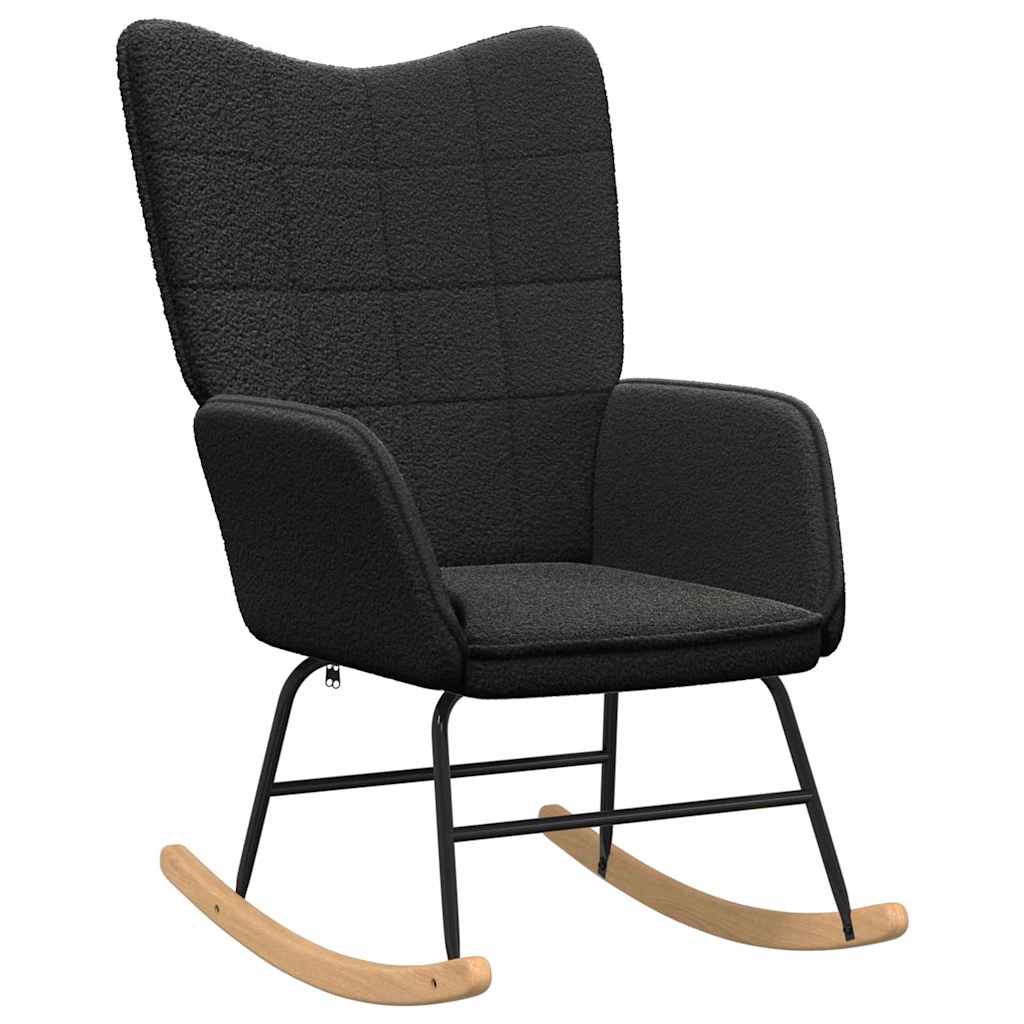 Rocking Chair Black Sherpa Fabric