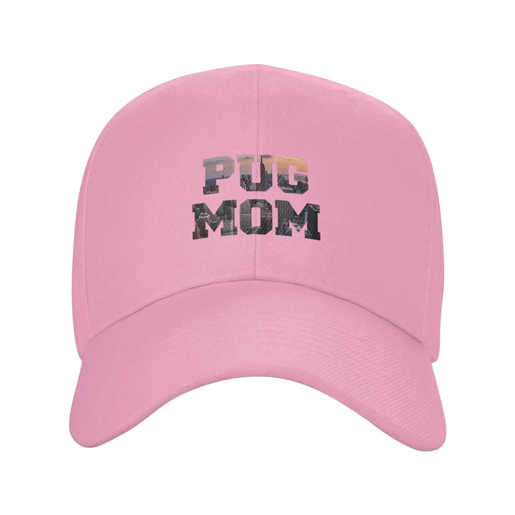 Pug Mom City Design Sun Baseball Cap Summer y2k Funny Trucker Hat For Unisex-Teens Kpop Rock Hats