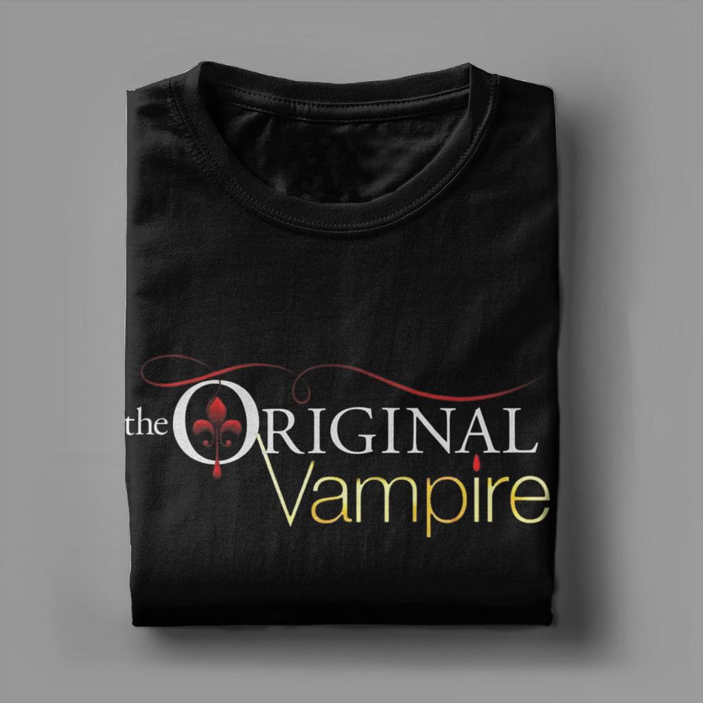 Vampire Diaries Damon Salvatore T-shirt för män Bomull Nyhet T-shirts Rundhals T-shirts Kortärmad Kläder Plus Size