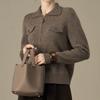 LP25 Autumn/Winter Cashmere Wool Faux Jacket with Zipper, Lapel, and Pockets - Maillard Style Sweater for Women