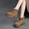 Fashion GKTINOO 2024 Winter New Wool Warm Cotton Boots Retro Versatile Nubuck Cowhide Thick Soled Women's Short Boots