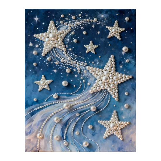 

DIY Faux Pearl Painting Kit with Wooden Frame Canvas Fake Pearl Beads Tools Adults Beginners Handmade Fake Pearl Art Craft Home Wall Decoration without Frame