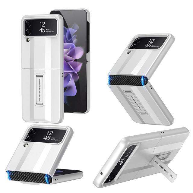

Противоударный матовый чехол-подставка для Samsung Galaxy Z Flip 4 5g, защитный шарнир, жесткий чехол-кронштейн для Samsung Z Flip4, чехол case only белый