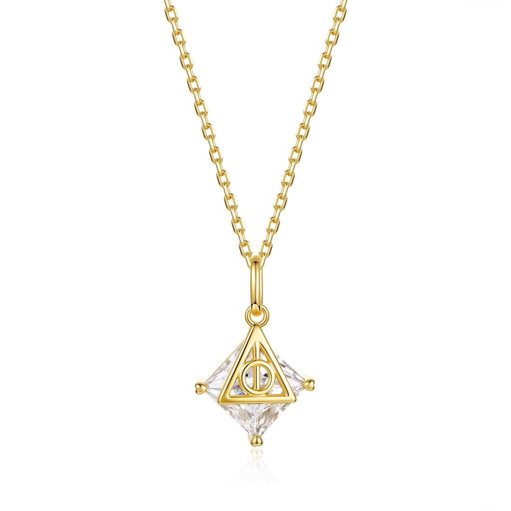 FANCIME x Harry Potter Official Collaboration Deathly Hallows Necklace, Silver, Harry Potter themed box, Halloween, Christmas gift