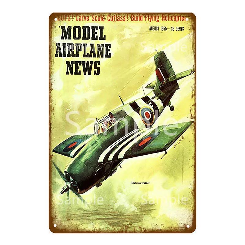 Retro Airplane Metal Signs Fighter Jet Plane Vintage Aircraft Plate Metal Plaque Painting Living Room Home Wall Decoration YL094