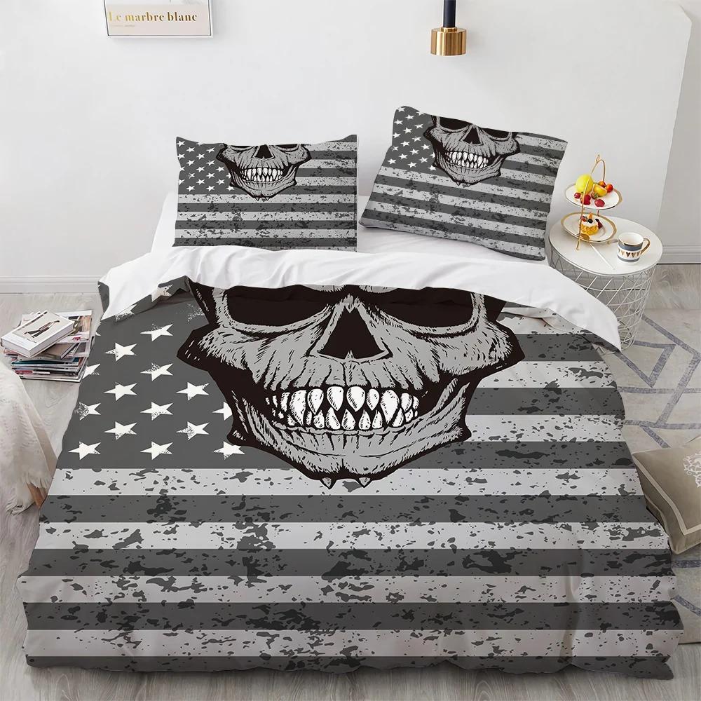 Skeleton 3D Duvet Cover Men Women/Children KID Printing Gothic Skeleton Bedding Set Comforter Bed Soft Single Double Large Size
