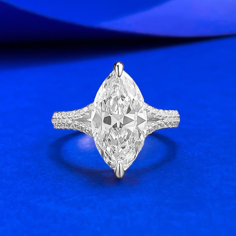 Zhu Zhi Fan Gioielli Anello in Argento Sterling S925 con Diamante Taglio Marquise: Elegante Design Europeo e Americano.
