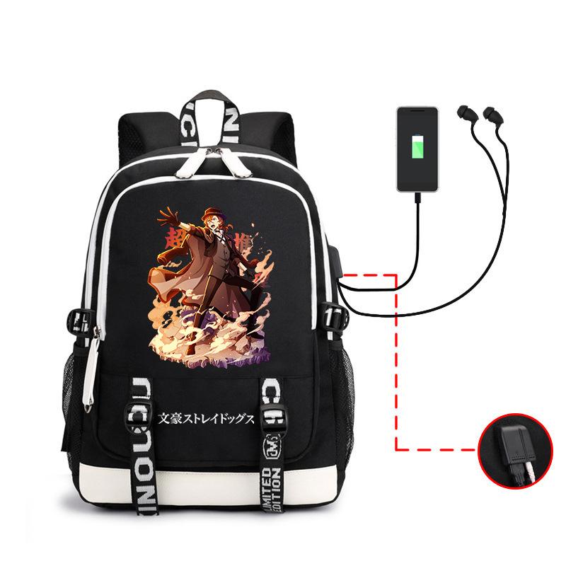 Anime Wenhao Wild Dog Men'S Backpack Usb Headset Backpack Student Outdoor Large Capacity Backpack