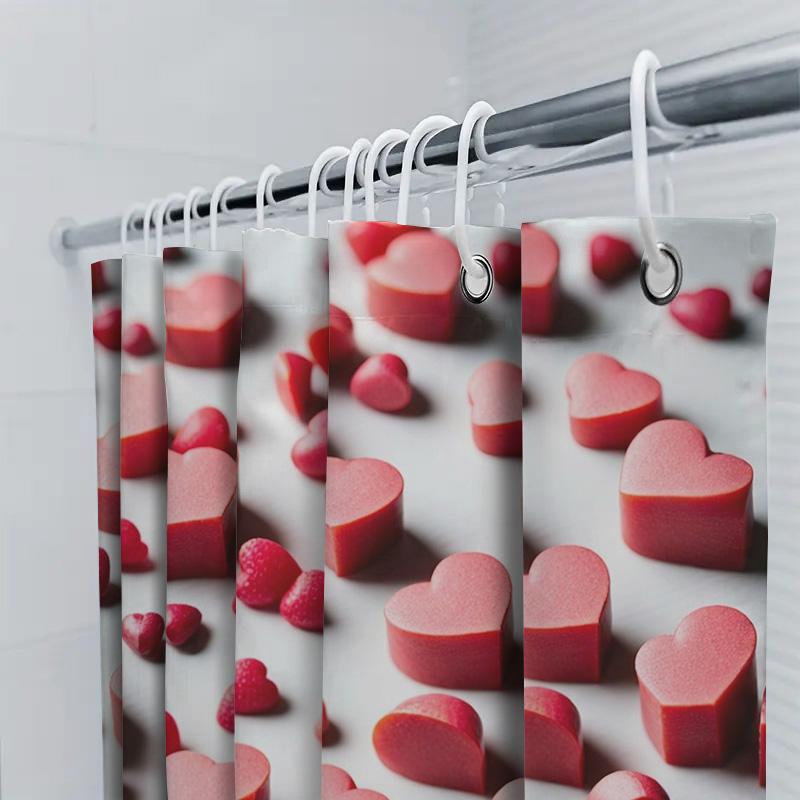 Red Heart Shower Curtain | Romantic and Modern Bathroom Decor