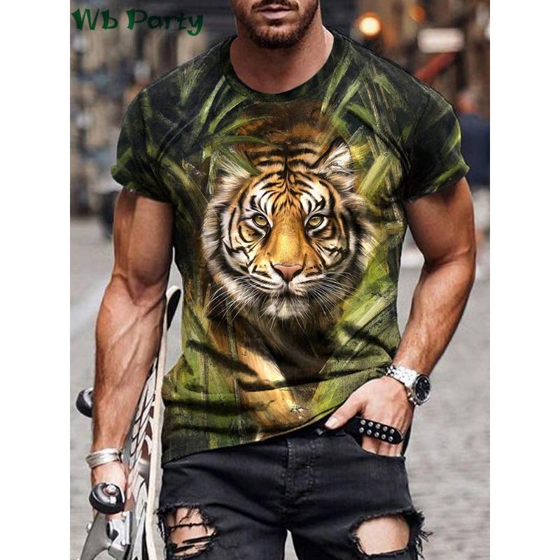 Tiger Print Clothes Men Graphic T shirts 3D Print Men's Summer Clothes T-shirt Man Short Sleeve Tee Tiger Shirts Graphic Tees