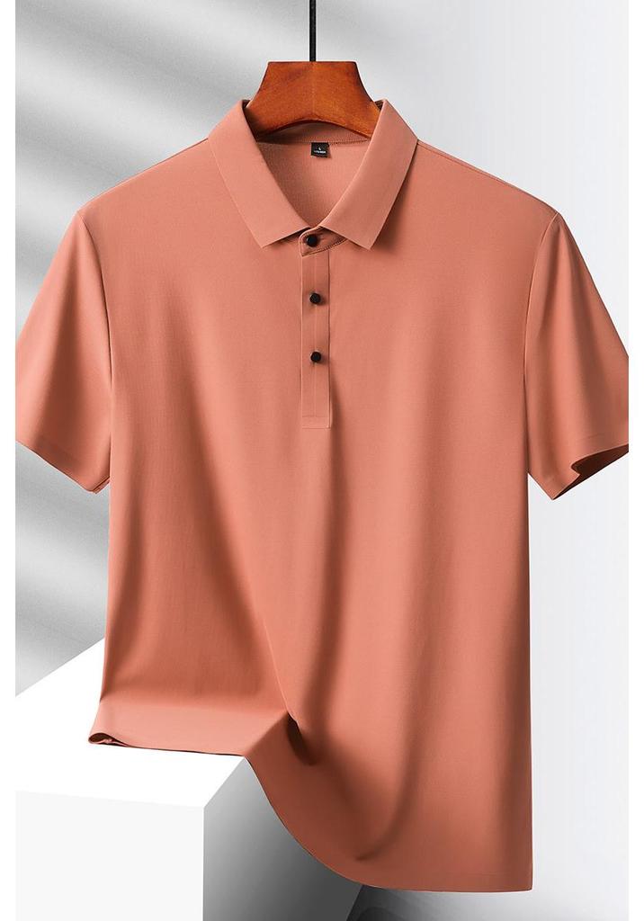Men's Summer Ice Silk Seamless Polo - Elastic, Non-Iron, Short Sleeve