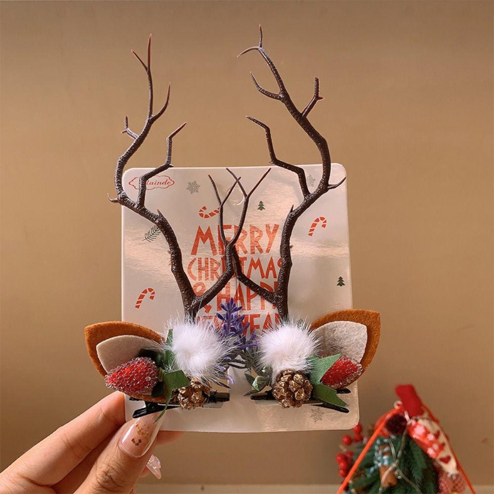 Barrette à cheveux en résine bois d'élan Créative Barrette de Noël Kawali Clip Renne de Noël Quotidien
