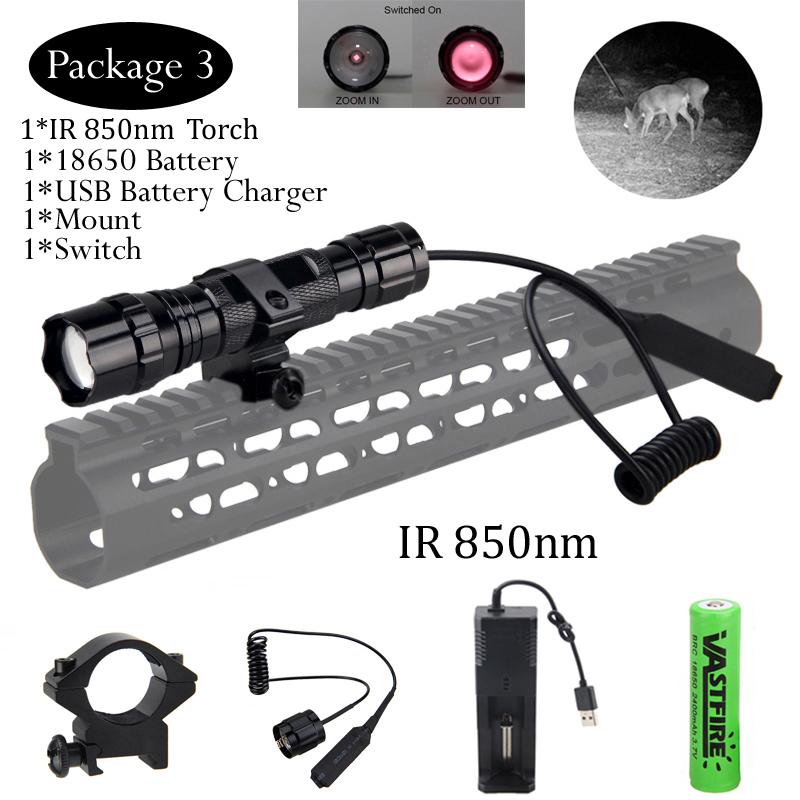 5W IR 850nm Professional Night Vision Hunting Torch Tactical Infrared Radiation  Zoomable Outdoor Linterna Waterproof Flashlight
