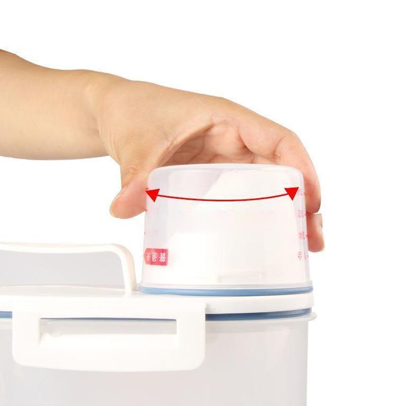 Balde de Ração para Cão Gato 1,5Kg/2Kg Tanque de Armazenamento de Plástico com Recipiente Copo Medidor Pote Selado à Prova de Umidade Acessórios Suprimentos para Animais de Estimação