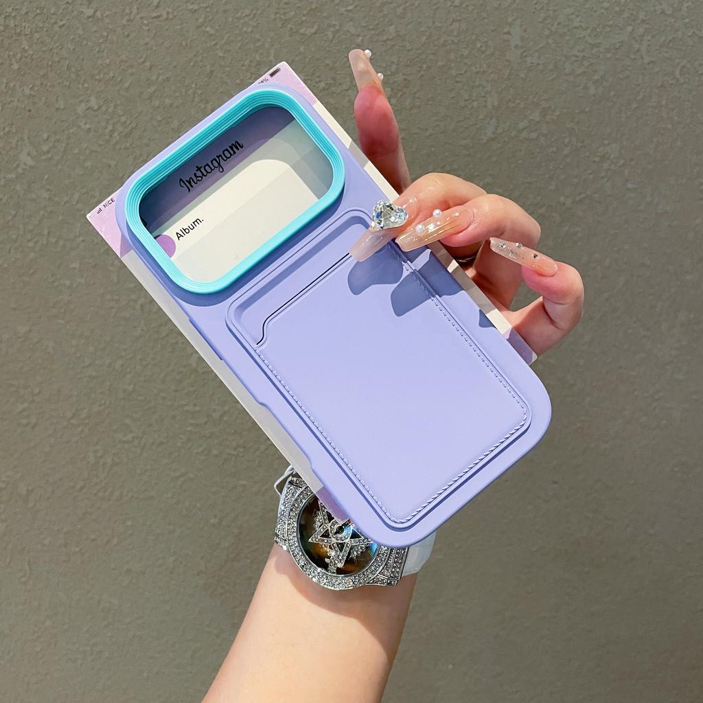 Luxury Liquid Soft Card Wallet Case For iPhone 17 Air 16 15 14 13 12 11 Pro Max Plus 17Pro Shockproof Armor Bright Bumper Cover