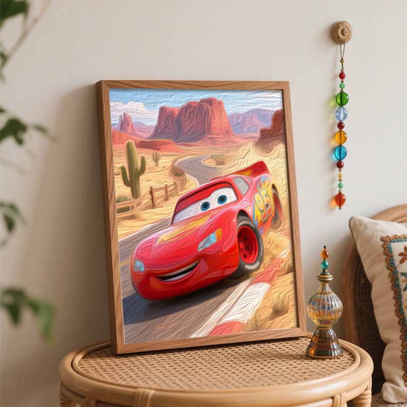 Disney Lightning McQueen Cars Digital Oil Painting Art Kit Hand Painted Home Decor