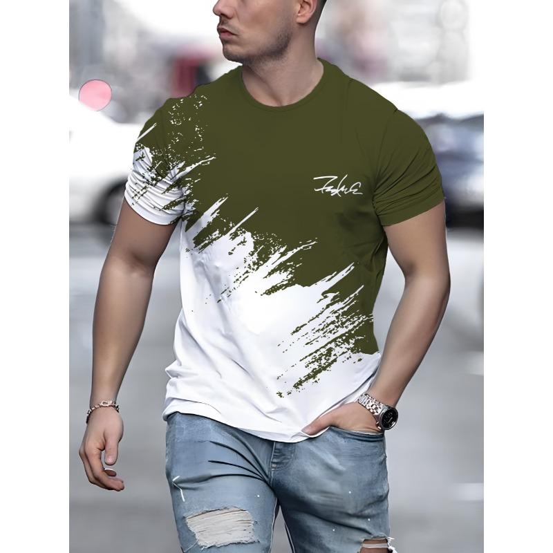 Tricou casual pentru bărbați Tricou cu mânecă scurtă cu imprimeu în gradient pentru bărbați Tricou cu model text 3d Top Fashion Design stradal Îmbrăcăminte pentru bărbați