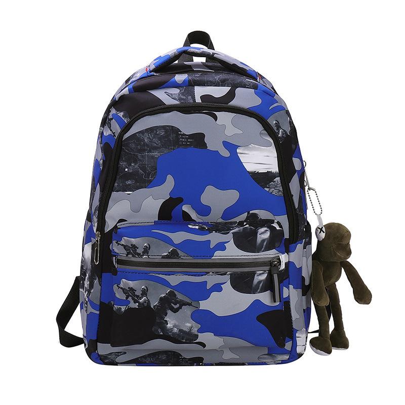 

New men s and women s backpacks, trend travel, large-capacity computer bags, middle school school bags синій