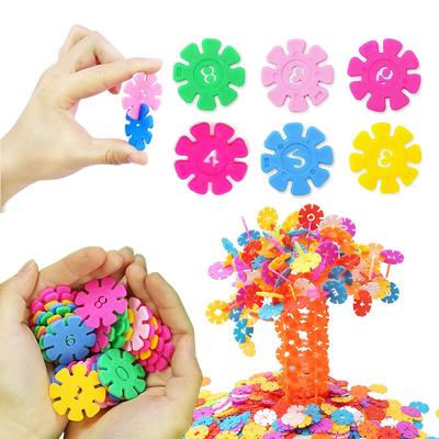 100/200pcs Snowflake Building Blocks Toys Assembly Educational Toy Children DIY Game Construction Kindergarten Kids Gift TMZ