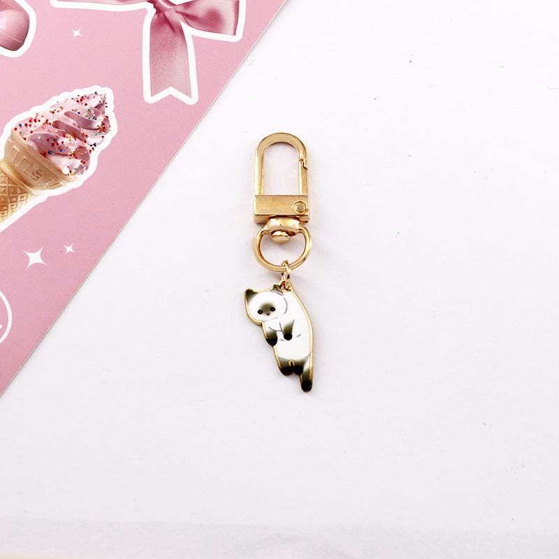 6 Pcs Cute Kitten Keychain Couple Gift and Cat Charm Key Chain Fashion Jewelry for Animal Lovers Car Bag Hanging Accessories New