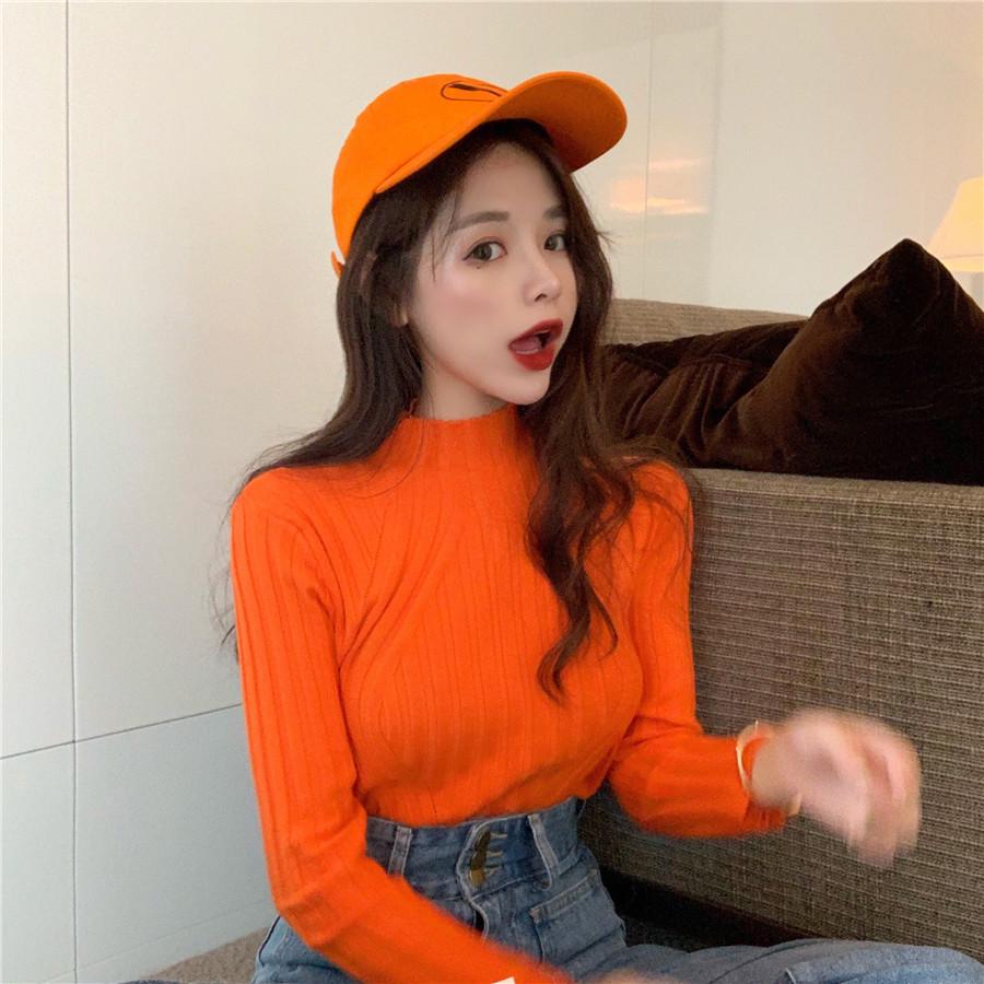 Half High Neck Bottoming Shirt Women's Fall and Winter Korean Design Sense Pullover Knitwear Tight Long-sleeved Tops