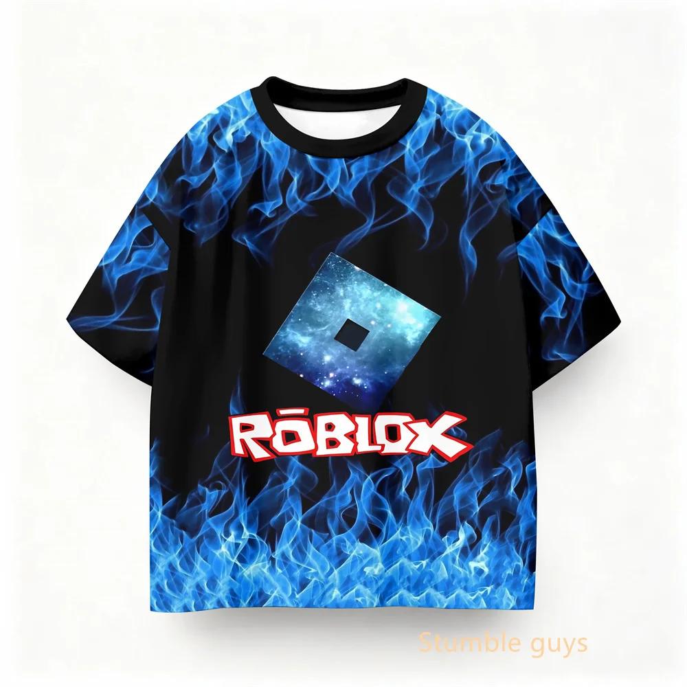 Roblox Kids Summer Game Casual Tee Boys Clothes Girls Anime Tops