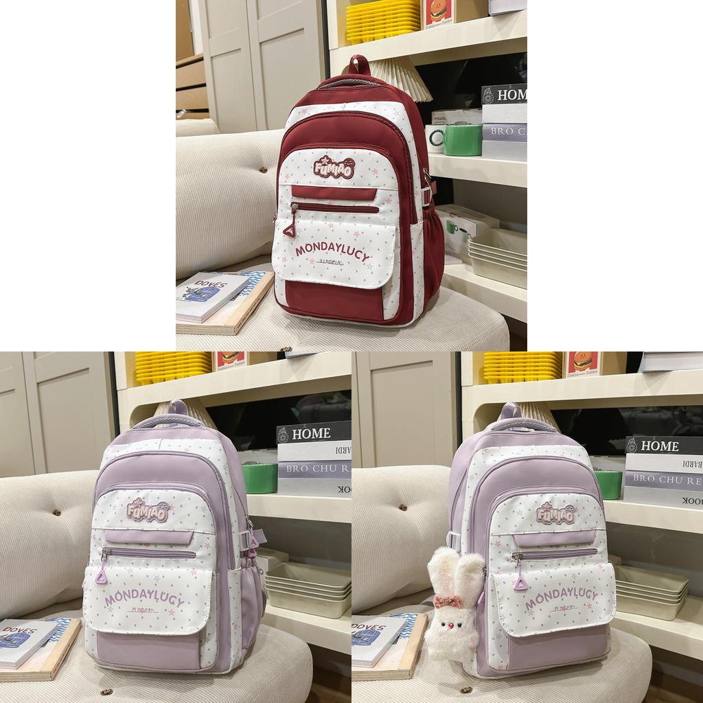 Sweet Student Backpack With Padded Straps And Letter Print For School
