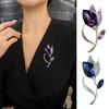 Women Brooch High-Gloss Rhinestone Inlay Sparkling Tulip Design Lapel Pin Non-Slip Buckle