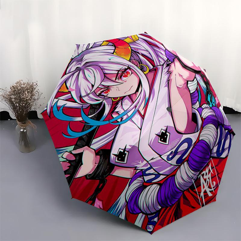 1pc Outdoor Umbrella with Anime Character Design - Automatic Opening/Closing, Portable Tri-Fold Design, 8-Rib Iron Frame - Perfect Gift for Fans,
