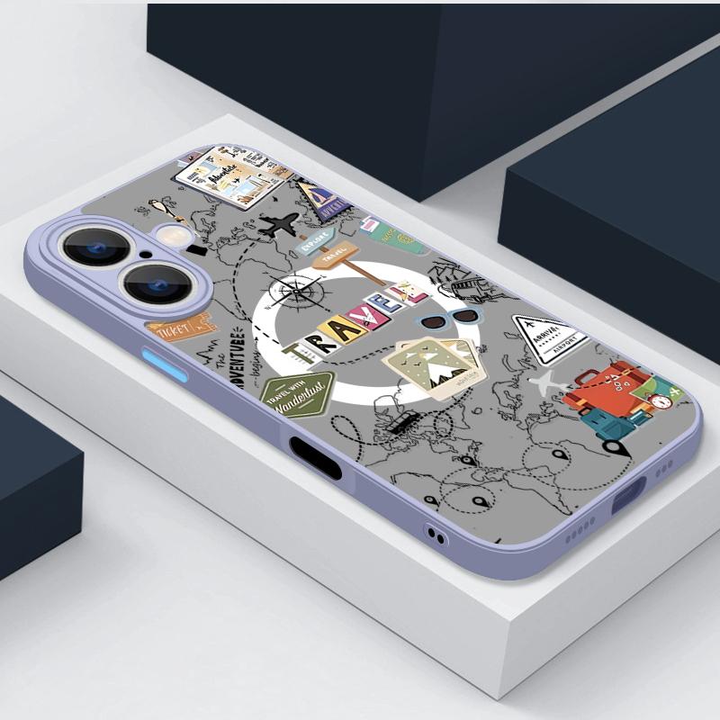 Travel World Pattern Phone Case For iPhone 17 16e 15 16 Pro Max 14 13 12 Pro Air 11 Magnetic For Magsafe Wireless Charge Cover