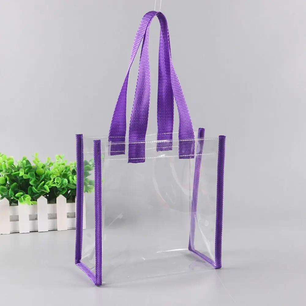 Brand New PVC Clear Tote Bag Handle Transparent Waterproof Storage Bag Plastic Jelly Bag Gift Transparent Shopping Bags
