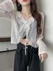Lace Tie Women's Summer Cardigan - Lightweight Sun Protection Shawl & Airy Short Jacket In Gentle Fairy Style