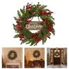 Pine Needle and Berries Door Wreath For Christmas New Year Indoor Outdoor Decorations Easy To Hanging Window Accessory