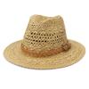 White Straw Sun Hat Handmade Knit Panama Hat Beach Womens Summer Caps Sombrero Female Fedora Khaki Casual Ladies Chapeau Fashion
