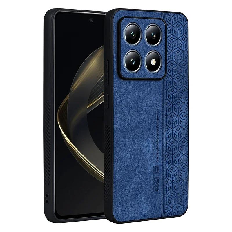 Luxury Sheepskin Leather Case for Xiaomi 14T Pro Poco C75 14C 4G Silicone Protect Shockproof Cover for Xiaomi 14T 14R 5G Funda