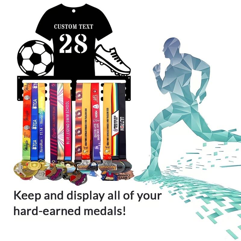 1pc Custom Iron Soccer Medal Hanger Personalized Football Jersey Number Medal Display Rack for Sports Awards