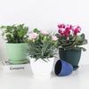 Succulent Potted Round Pot with Tray Plastic Flower Pot Vertical Striped Planters Double Layer Bonsai Home Office Desktop Decor