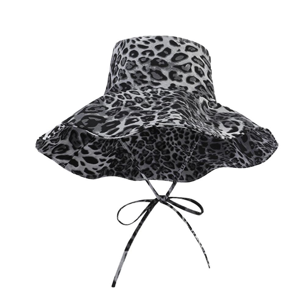 Black Dot Bucket Hats Leopard Print Sun Hat Versatile Big Brim Hat Outdoor Beach Vacation Wear