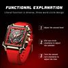 New Creative Hollow Chronograph Square Watch Man Fashion Business Silicone Waterproof Quartz Men's Watches Montre Homme+BOX